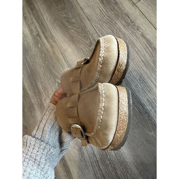 Birkenstock Buckley suede leather gray taupe slip on sandals size 38 - Picture 6 of 7